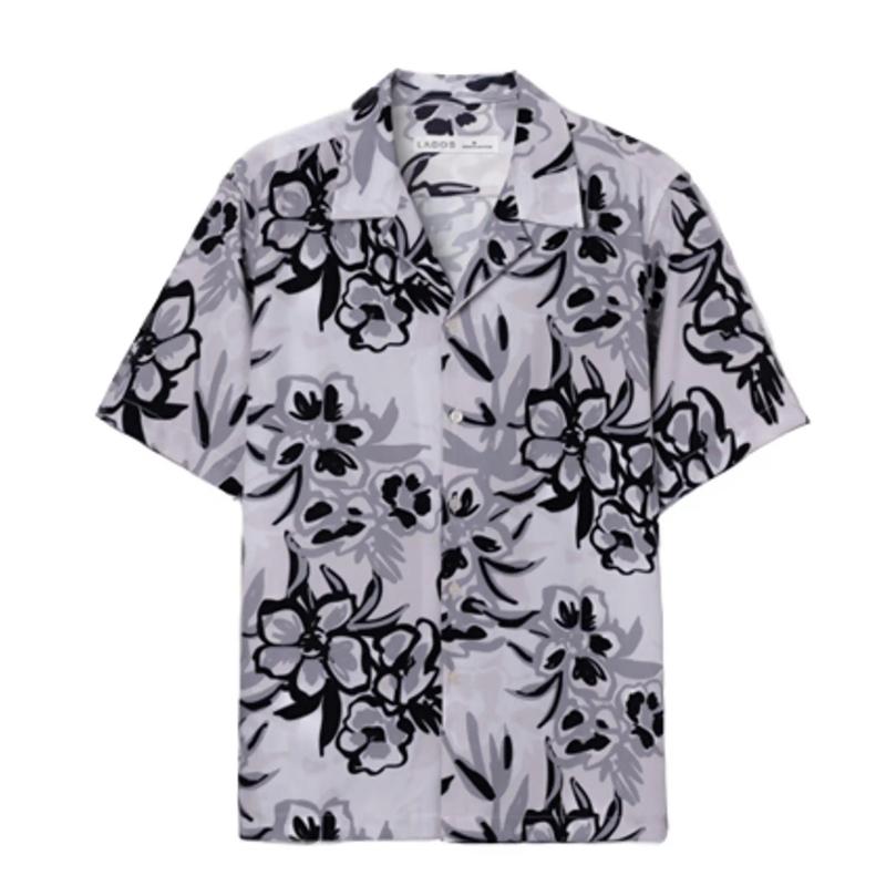  Áo sơ mi nam họa tiết chất lụa thoáng mát Jasmine Flower LADOS-8152 cổ vest sang trọng form Hàn đi chơi đi biển 