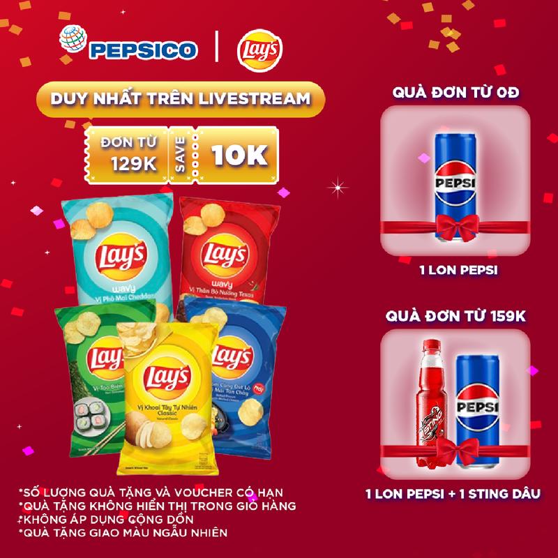 Combo 5 Bánh Snack Lay's Tự nhiên 90g, Tảo Biển 90G, Phô Mai Cheddar 90G, Tôm Càng Phô Mai 90g, Bò Nướng Texas 90g Ăn Vặt