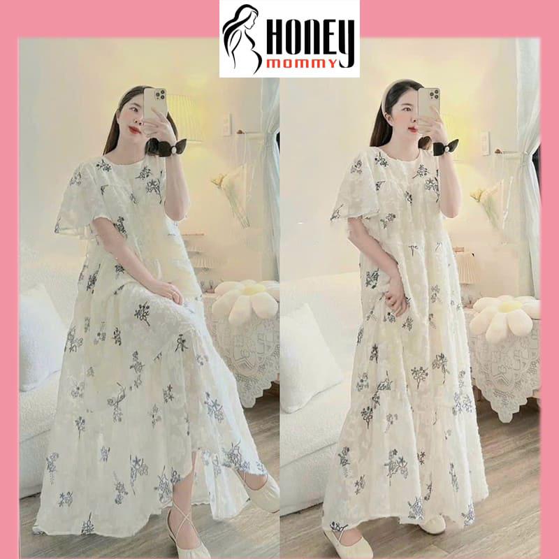 Đầm Bầu Dự Tiệc Đi Chơi Váy Bầu Nữ Voan Dáng Dài Cao Cấp Sang Chảnh Phong Cách Tiểu Thư Vintage HD2981 Honey Mommy Women Dress