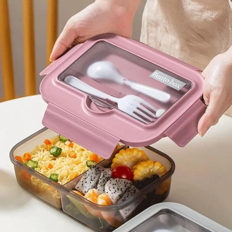 Clear Lunch Box, 1 Count Portable Multi-grid Bento Box, Multifunctional Food Container for Outdoor Picnic Office School