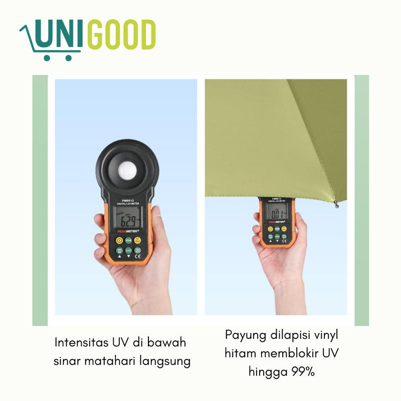 UNIGOOD - Payung Lipat Otomatis Buka Tutup Anti UV Dengan Senter LED + Sarung 2