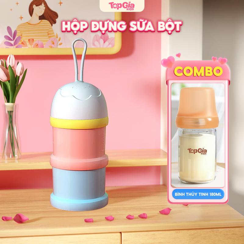 (COMBO BÌNH NƯỚC) Hộp đựng, Trữ Sữa bột 2 ngăn chia bữa ăn cho bé tiện lợi cho mẹ Đựng Sữa Bột