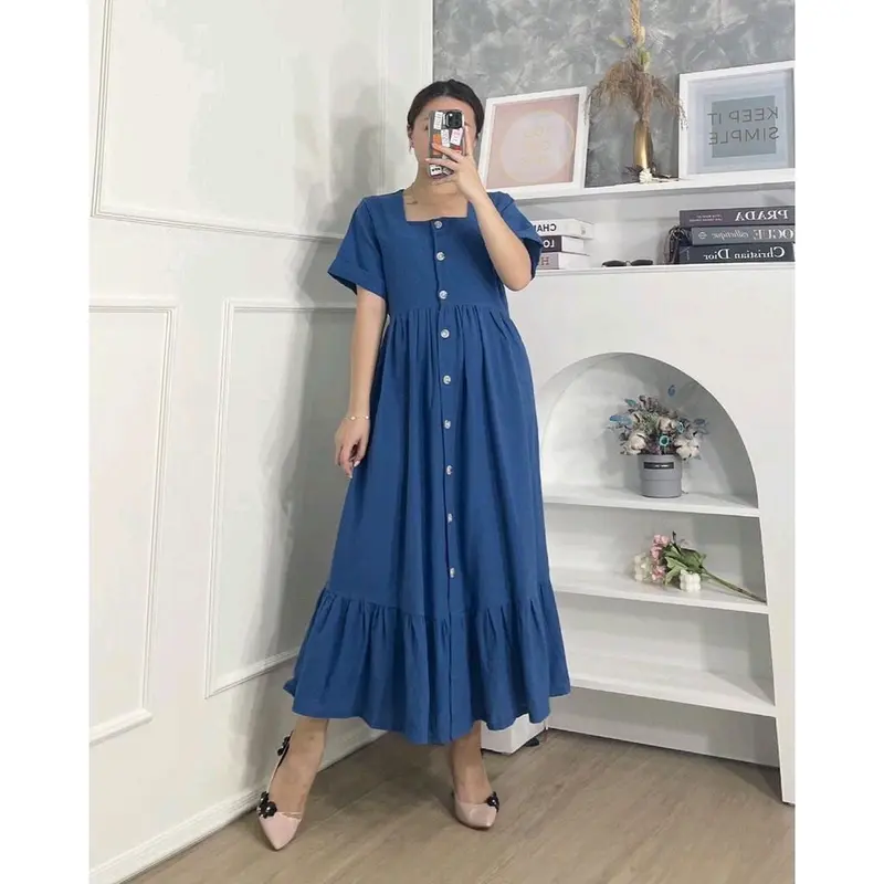 Daster Crincle Kancing// Dress Wanita bumil busui frendly// Daster kekinian by batik pradana Kain Lembut 0