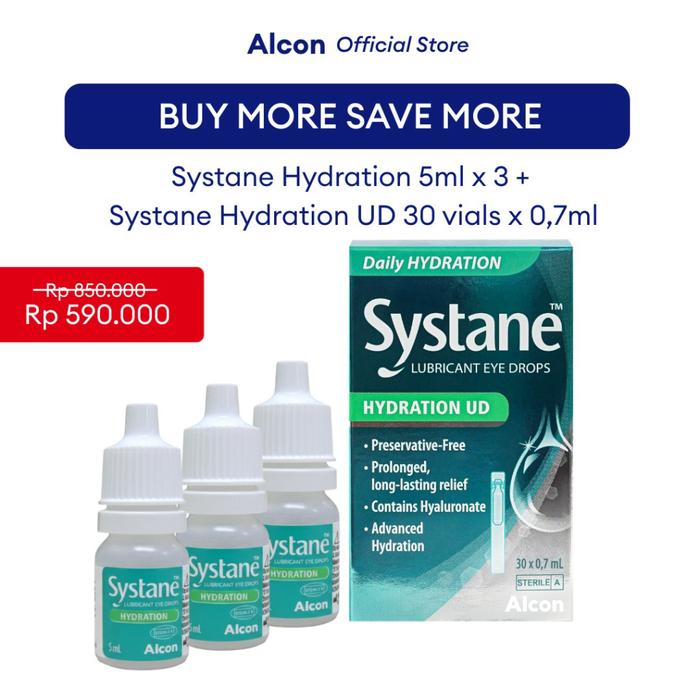 Gambar Systane Hydration Lubricant Eye Drops | Botol 5 ml (x3) + Vial Isi 30 @0.7 ml (x1) dari Alcon Indonesia Kota Administrasi Jakarta Selatan Tokopedia