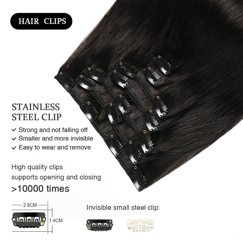 Product Introduction of Cross-border European and American seven-piece straight hair extensions, foreign trade wholesale, increase hair volume, natural invisible simulation wig extensions 3