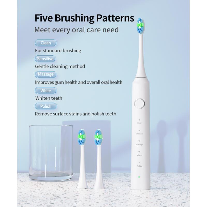 Product Introduction of Rechargeable Portable for Travel Electric Sonic Toothbrush Whitening IPX7 Waterproof 5 Working Modes 4