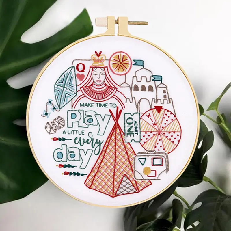 Tent Embroidery Kit, DIY Embroidery Kit with Hoop, Including Patterns, Threads, Needles, and Instructions for Crafting 2