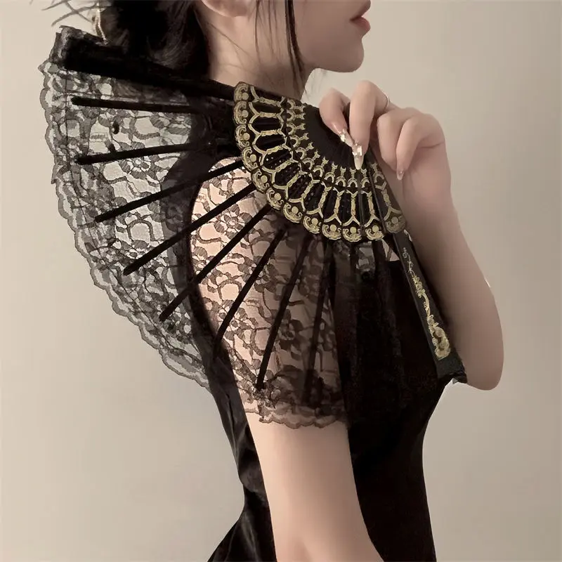 Quạt Gấp Ren Đen, Phong Cách Cổ Điển Trung Quốc Mới, Thích Hợp Cho Jk, Lolita, Hanfu Và Sườn Xám, Có Tua Rua, Phong Cách Cổ Xưa Thích Hợp Cho Đạo Cụ Chụp Ảnh Nữ Decor Đồng