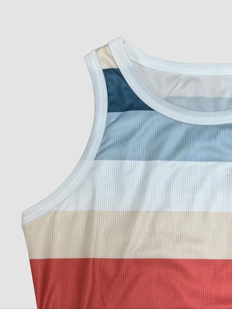 Product Introduction of Women's Striped Print Tank Dress, Casual Sleeveless Short Dress for Summer, Ladies Clothes for Daily Wear 4