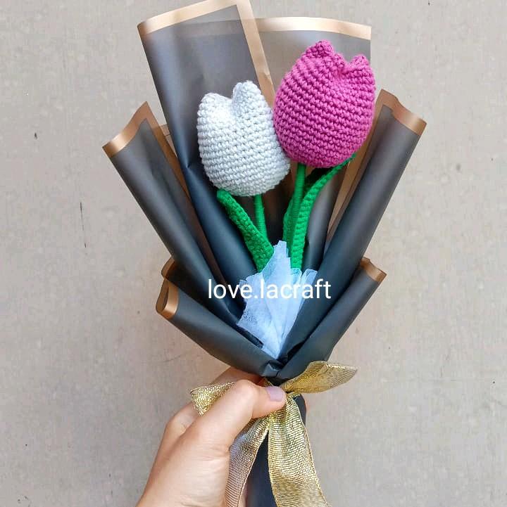 Custom Buket Bunga Rajut 2 Tulip | Crochet Flower Bouquet 5