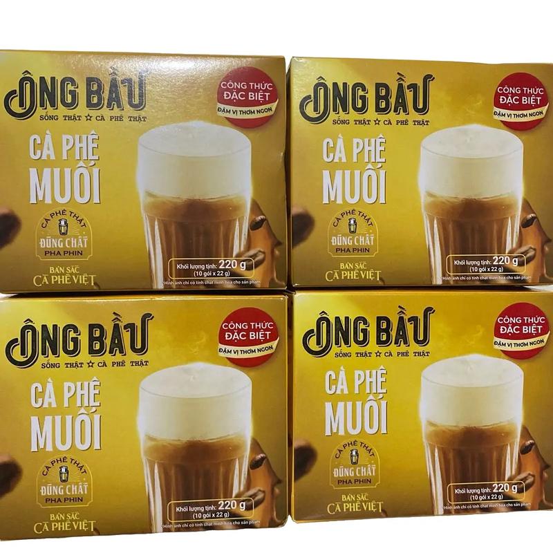 Combo 4 hộp cà phê muối ÔNG BẦU công thức đặc biệt đậm vị thơm ngon mỗi hộp 10goi x 22gr Coffee