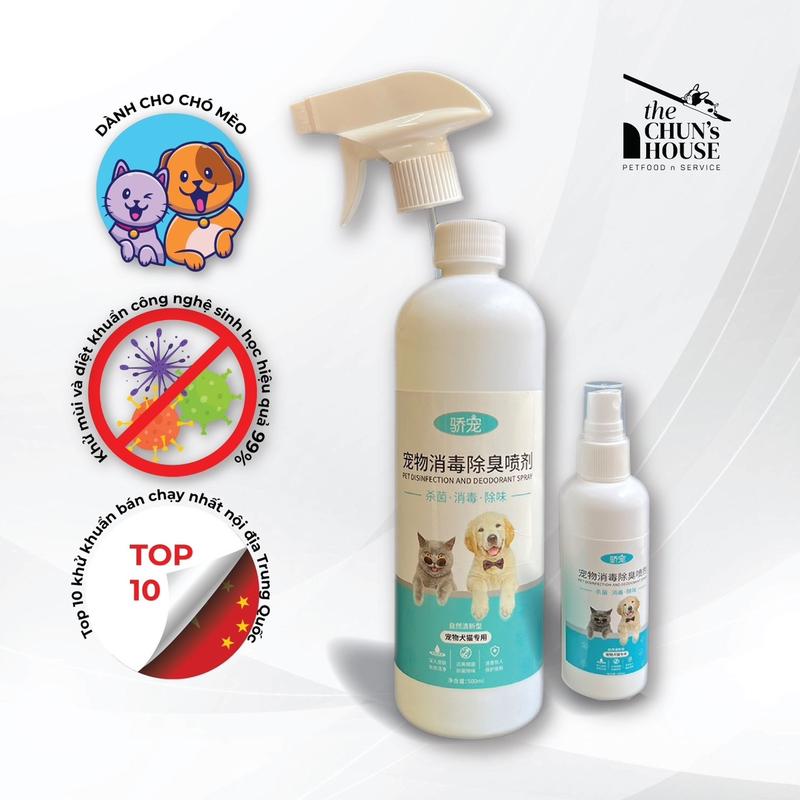 Xịt khử mùi khử khuẩn Nội Địa Trung an toàn cho Chó Mèo chai 100-500ml