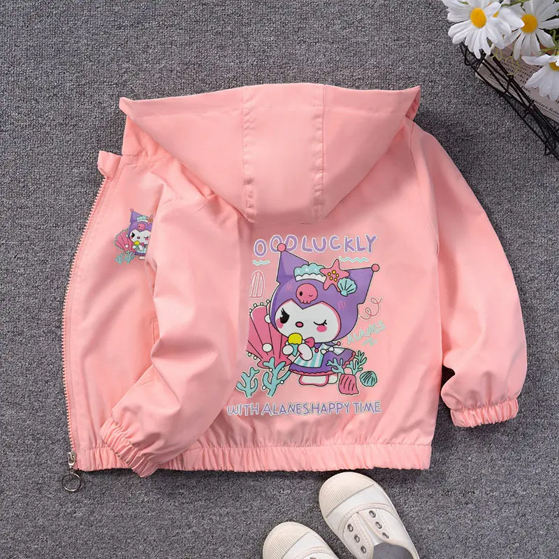 Cô gái áo khoác có mũ trùm đầu kuromini cô gái áo nỉ trẻ em cô gái áo khoác có mũ trùm đầu trẻ em ấm áp 2-8 tuổi