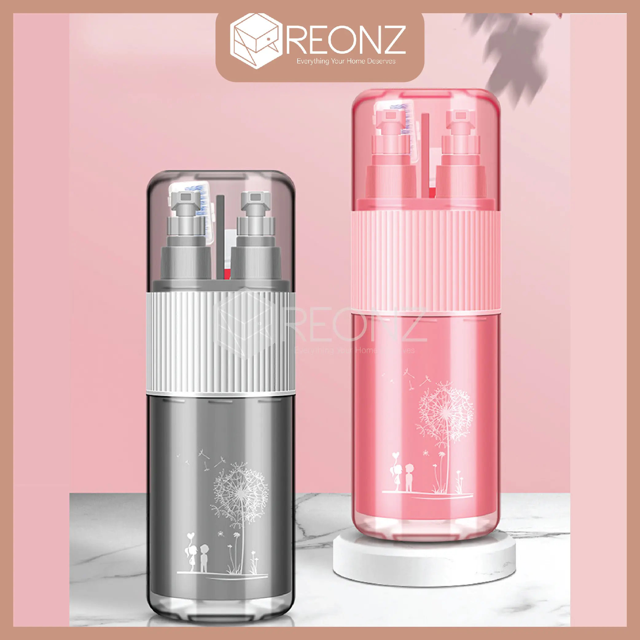 REONZ LITE Travel Wash Toiletries Cup Set Toothbrush Box Shampoo Bath Empty Bottle Storage Brushing Cup Mouthwash Cup