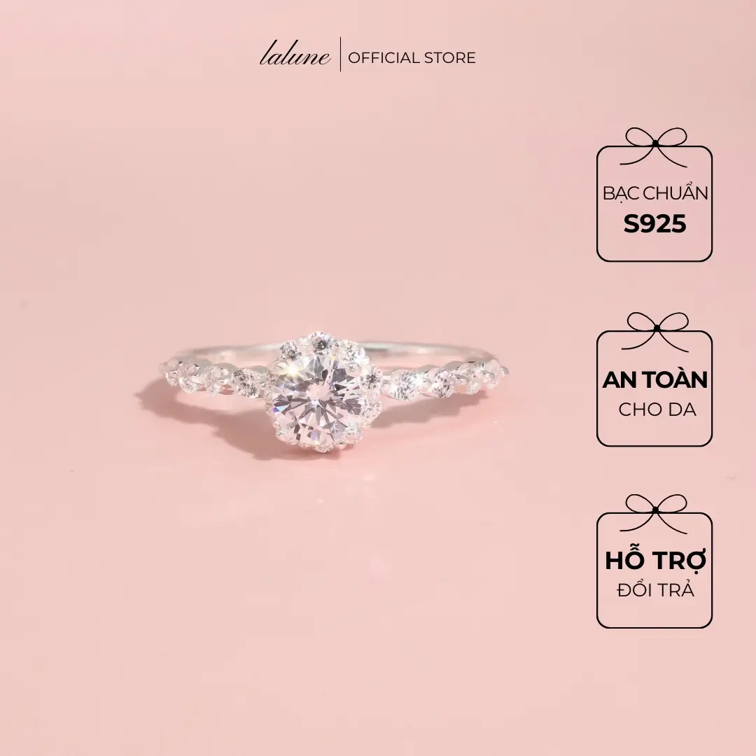 Nhẫn bạc nữ 925 Lalune nạm đá sang trọng Lalune Silver A02