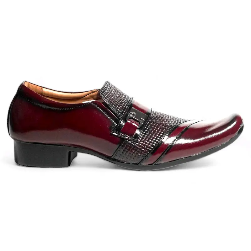 Pantopel Pria Hak 1-3 cm Oxford Kilap Kasual Pesta Maroon Asli Kulit Sapi MRP - 06 TIGER Shoes Pantofel Hitam Kerja 4