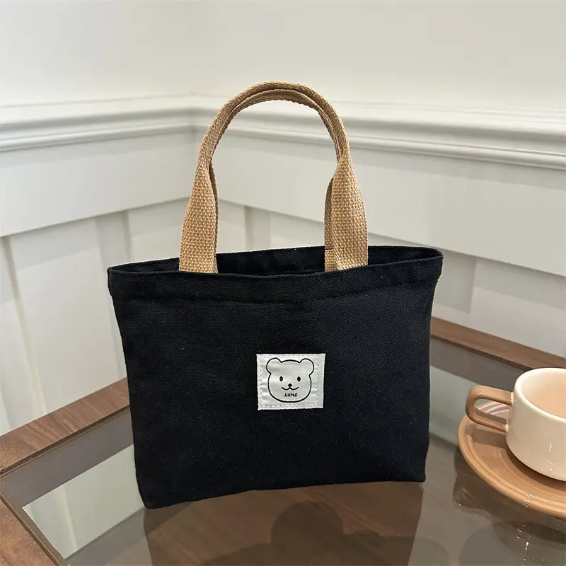Cosmetic Bag Women's Canvas Bag Solid Color Small Bag Zipper Mini All-Match Portable Work out Portable Small Cloth Bag