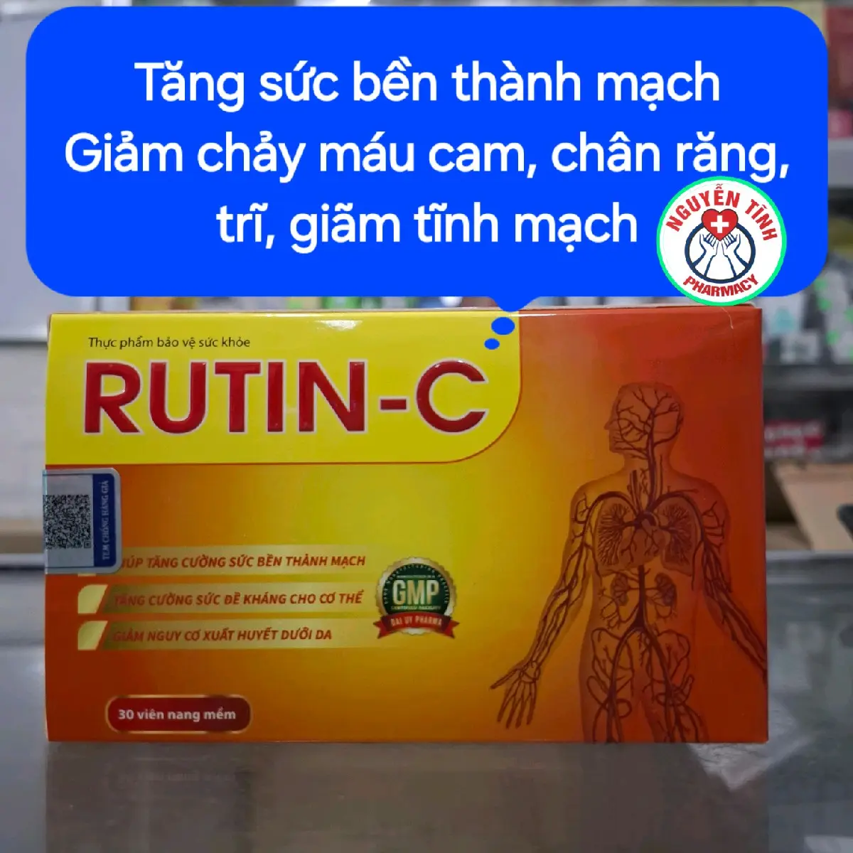RUTIN C tăng sức bền thành mạch dùng cho người bị chảy máu cam, chân răng, trĩ, giãn tĩnh mạch hộp 30 viên nang mềm