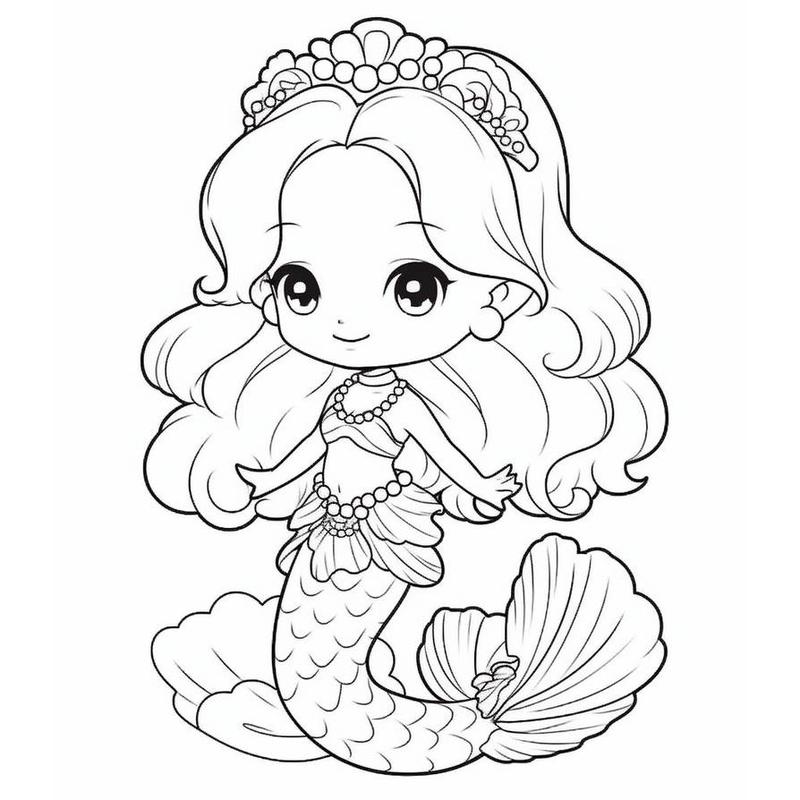 Bộ 50 Tờ Tranh Tô Màu Công Chúa Anime Chibi Cực Dễ Thương - Đồ Chơi Giấy Cô Gái Cute TM5513 Toy