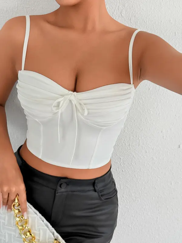 Women's Solid Color  Crop Cami Top, Casual Fashion Sleeveless Top for Daily Outdoor Wear, Ladies Clothes for Summer 4