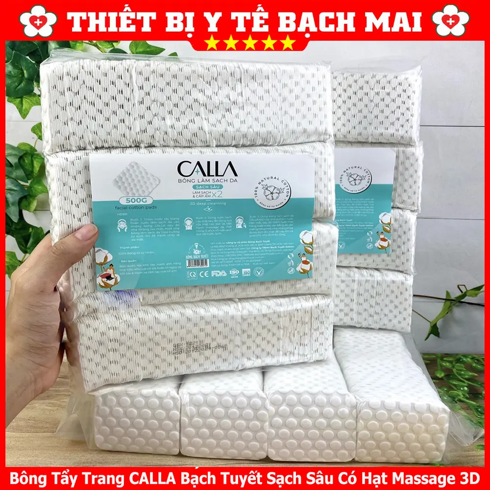 Bông Tẩy Trang Làm Sạch Da - Bông Bạch Tuyết CALLA Sạch Sâu - Gói 500Gr