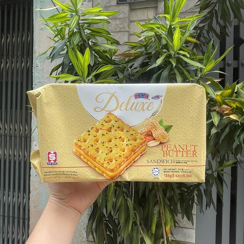 Bánh Quy Kem Bơ Đậu Phộng DELUXE Malaysia - Hộp 184g - 8 gói 1