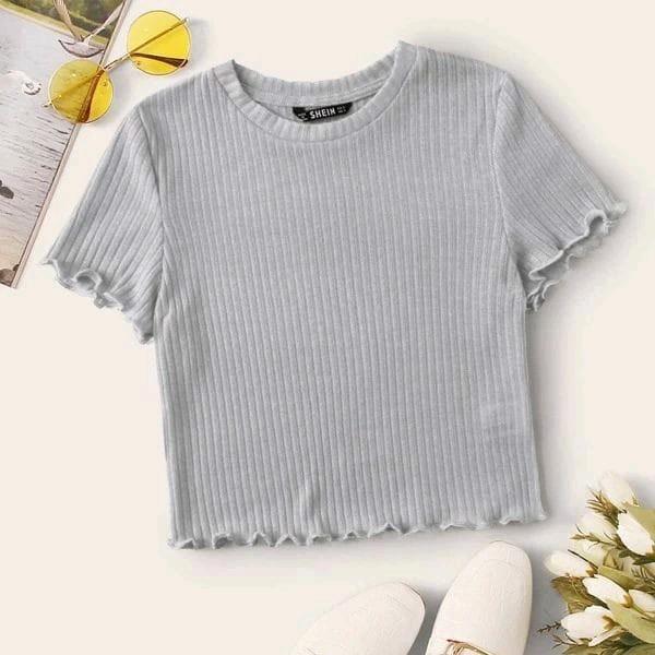 Atasan Crop Top // Lengan Pendek // material rib knit // Melar Wanita Polos Baju Kaos 2