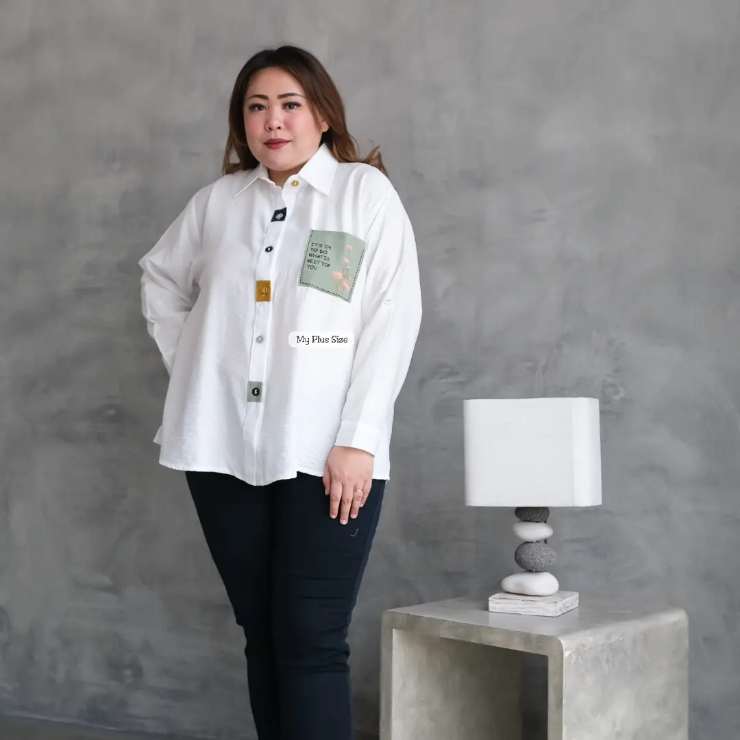 Kemeja Bordir Jumbo Wanita 3666, Ld 125, 135, 145, 155 cm