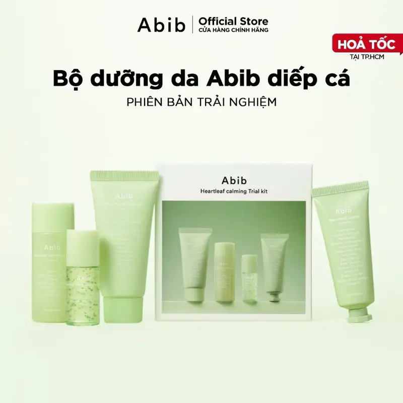 ￼Bộ dưỡng da Abib diếp cá 4 món mini phiên bản trải nghiệm Heartleaf Calming Trial Kit