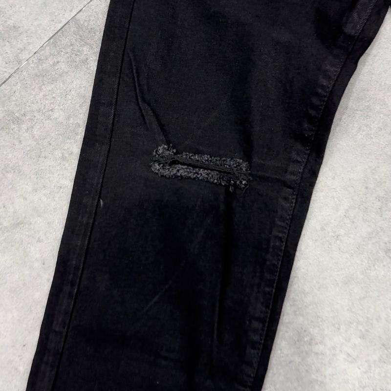 jean đen rách gối 03 đơn giản Thông thường Nam Menswear 2