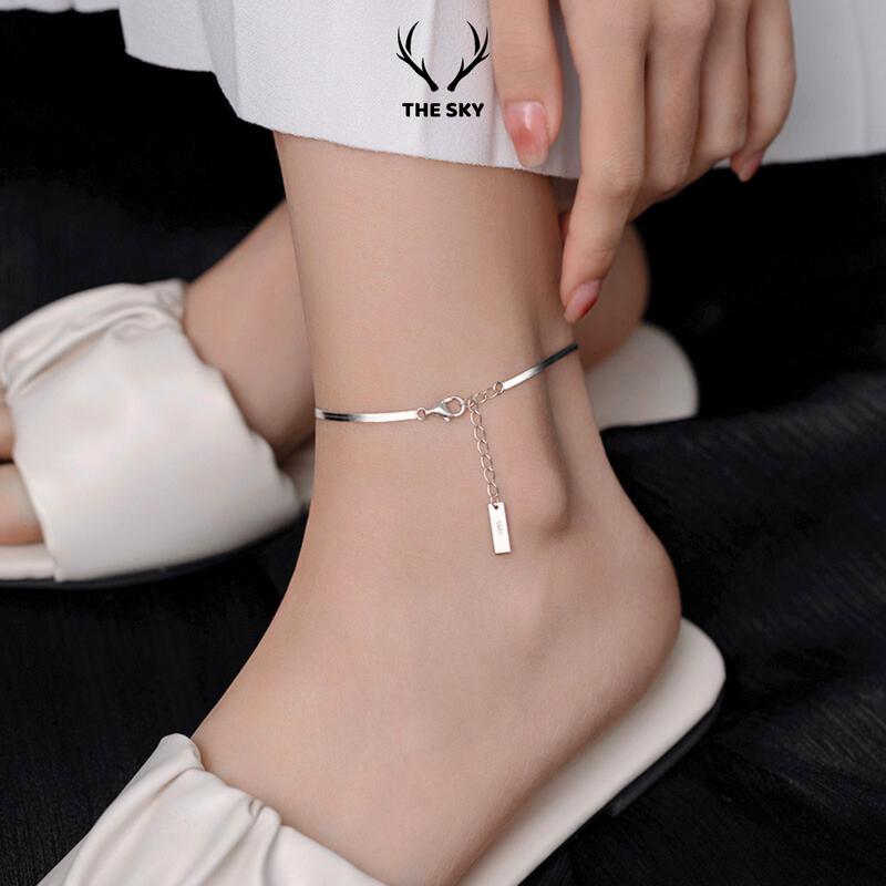 Lắc chân nữ The Sky vòng chân trơn dẹt kiểu dáng basic dễ phối đồ TSLC003