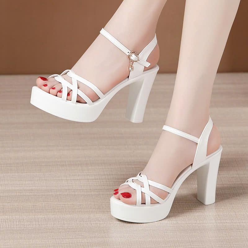 Giày Sandanls quai Đan xoắn chéo 10f cao cấp 7 phân dép quai hậu nữ đẹp