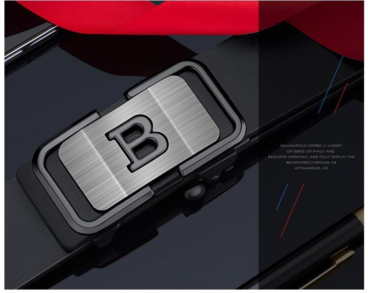 Product Introduction of New Men's Leather Belt Automatic Leather Buckle Belt Fashion Letter Buckle Belt Buckle Toothless Inner Belt 8