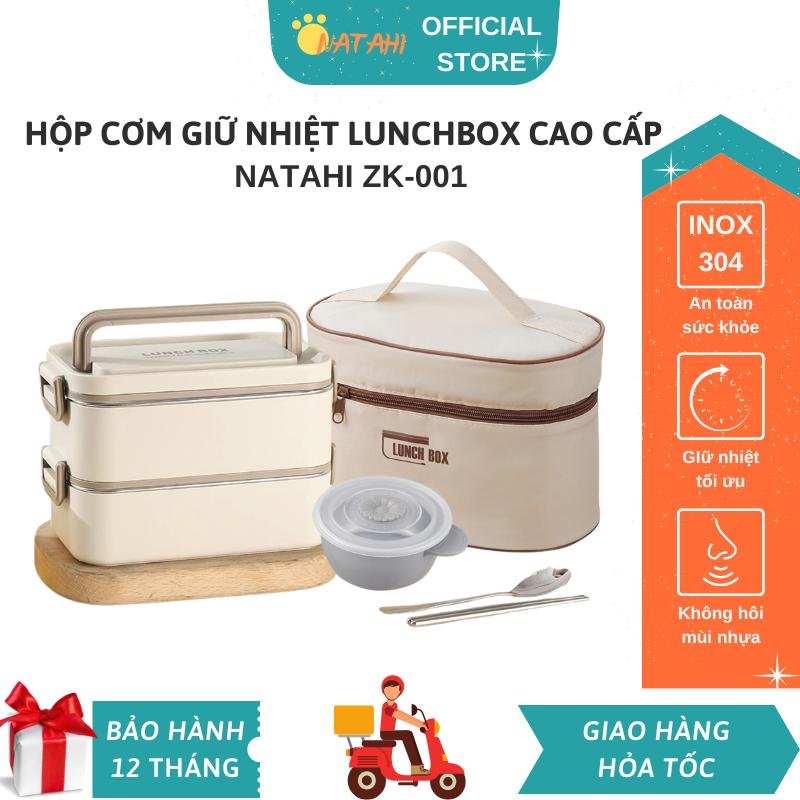 Hộp đựng cơm giữ nhiệt văn phòng lúa mạch NATAHI ZK001 Lunch Box Inox 304 chống gỉ cao cấp, sang trọng, làm quà tặng