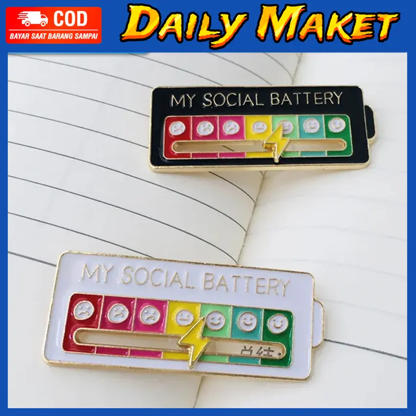 Bros Logam Pin Mood Lucu Interaktif Lencana (My Social Battery)