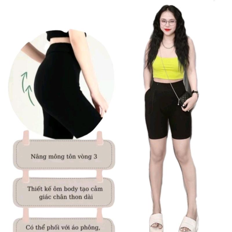 [COMBO 2 QUẦN] Legging Short 2 Túi Cạp Cao Hack Dáng Thời Trang Nữ Khỏe Mạnh Women Thun quần 3