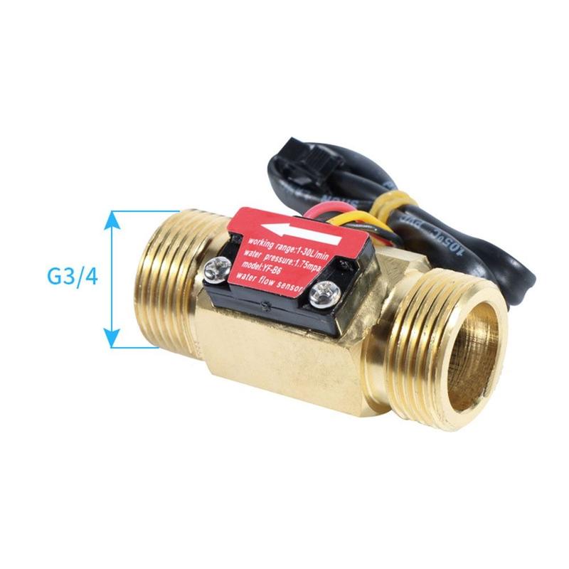 Professional Brass Water Flow Meter G3/4" 1-30L/min Fuel Flowmeter Male Thread 0-2A/ 0-220V(AC or DC) Flow Meter Water Diesel Kerosene Gasoline 2