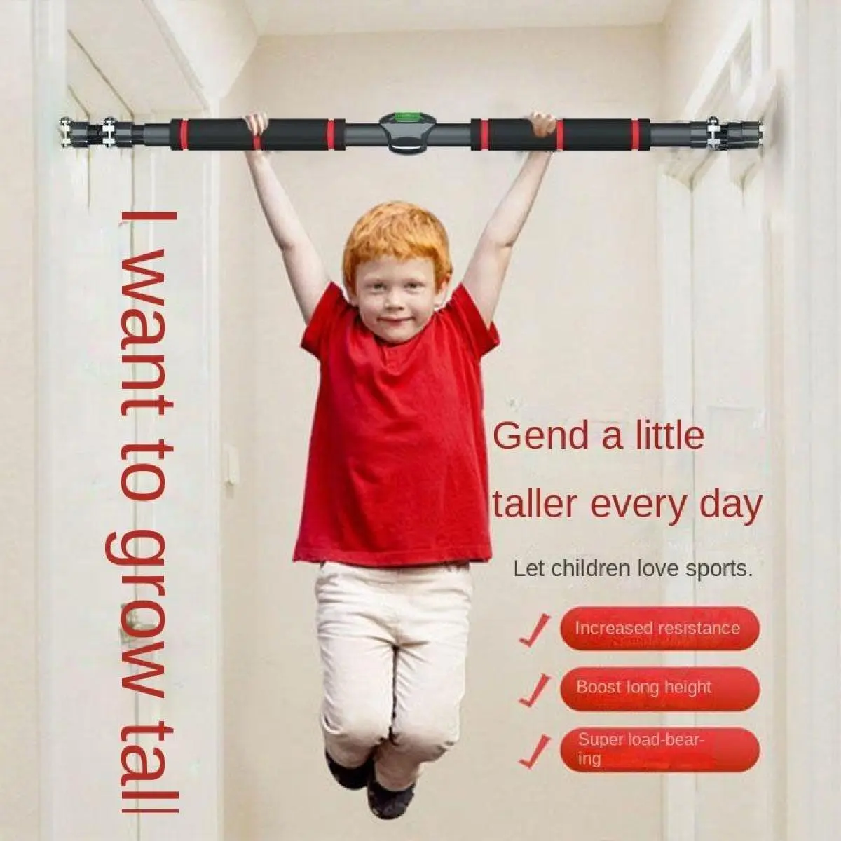 [48 Hours Shipping] Horizontal Bar Home Door Pull-Up Fitness Equipment For Adults Indoor No Drilling Children Height Increase Horizontal Bar Rings