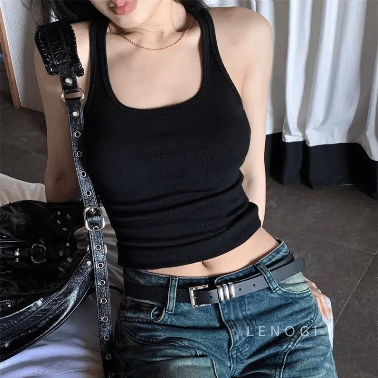 Áo ba lỗ nữ bản to cotton LENOGI áo tanktop sát nách mặc đi tập gym, yoga, đen trắng dễ phối đồ | BigBuy360 - bigbuy360.vn