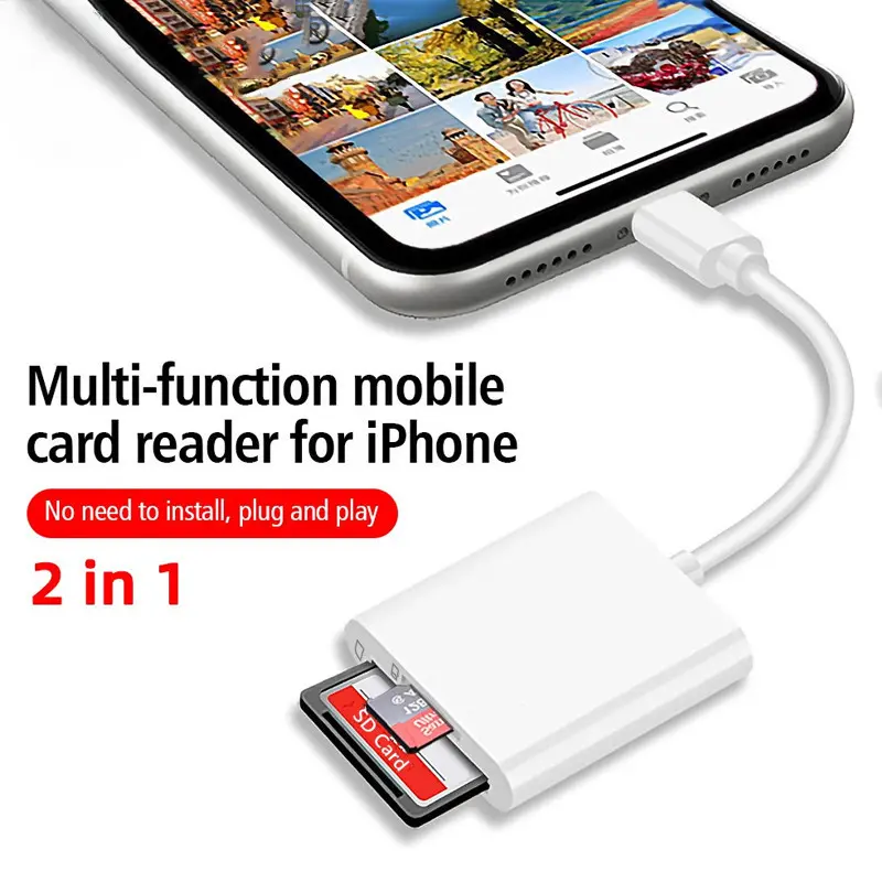 2 In 1 SD TF Memory Card Adapter  For iphone 13 12 8Pin To SD TF Card Reader Data Converter type C Fireod