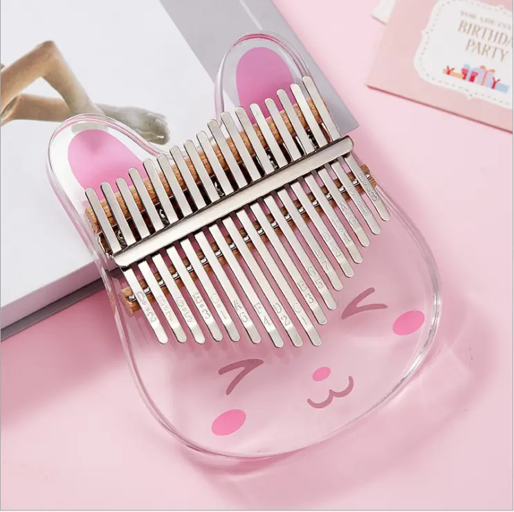 Đàn kalimba pha lê trong suốt hình thỏ hồng siêu iu- Tặng quà 6 món Đồ Chơi Toy Phát Nhạc Loa 0