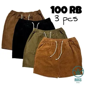 paket 3 pcs celana pendek corduroy pria wanita premium quality celana santai unisex