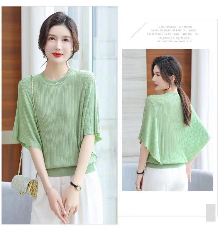 Product Introduction of Áo Phông Dáng Rộng Cho Nữ, Ngoại Cỡ, Áo Cánh Dơi, Làm Bằng Lụa Lạnh, ngắn Tay, Áo Thường Ngày Thích Hợp Cho Mùa Hè, Áo Cánh Mỏng, Quần Áo Nữ 23
