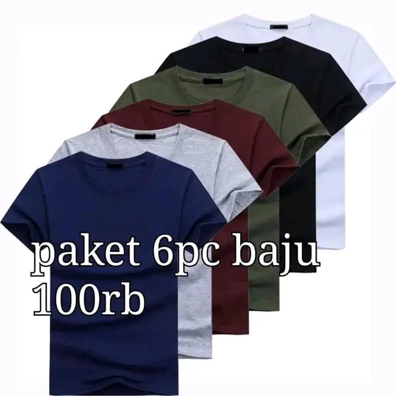 KAOS POLOS PRIA PAKETAN 100 RIBU DAPAT 6 Baju Dewasa Lokal Polyester 0