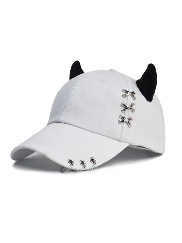 Cute Cat Ear Decor Baseball Cap, Street Style Rings Decor Baseball Cap for Men & Women, Fashion Accessories for Outdoor Sports 3
