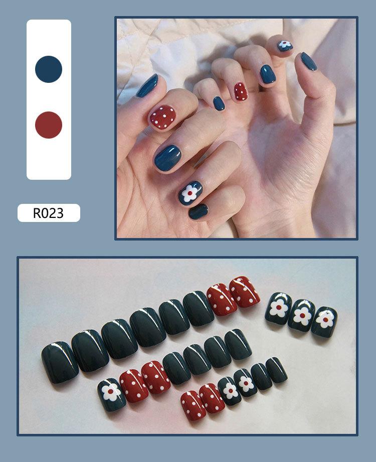 Product Introduction of Fake Nails Finished Stickers Cute Nail Stickers Wearable Nail Stickers Removable Fake Nail Pieces 24 Pieces 3