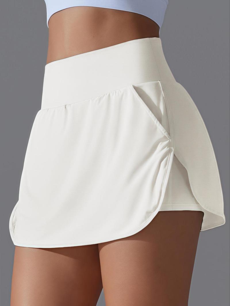 Product Introduction of Women's Solid Color Pocket Sports Skort, High Stretch Quick-drying Skort for Golf, Ladies Sportswear for Indoor Outdoor Wear, Gym Wear 2