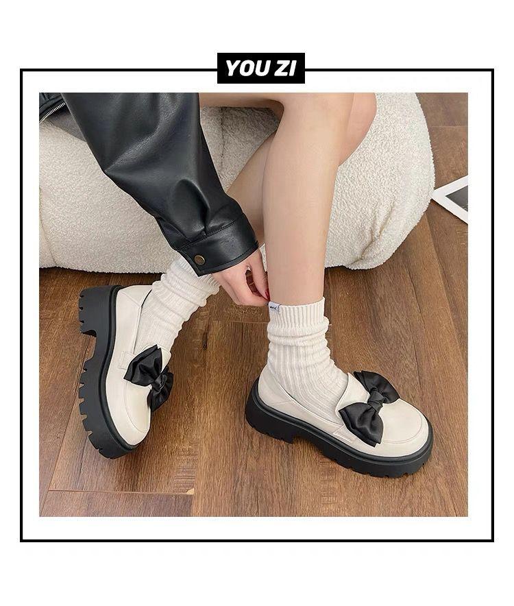Product Introduction of Giày Da Cho Nữ, Phong Cách Anh Quốc, Bộ Sưu Tập Mùa Lò Xo 2024, Thiết Kế Mới Với Nơ Và Mũi Tròn, Đế Dày, Giày Lười Kiểu Pháp, Thời Trang 14