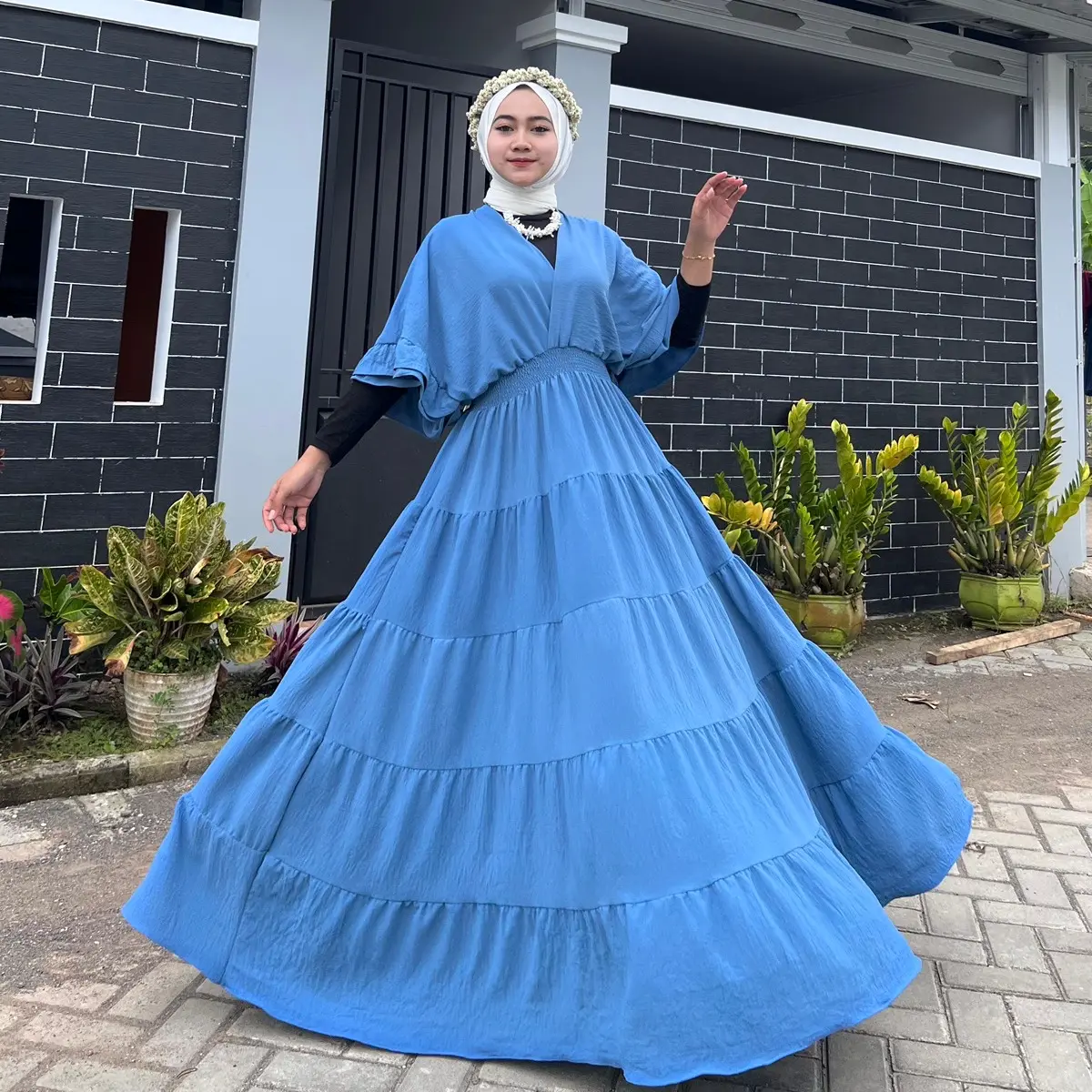 Orenji Giselle Dress Pantai Crinkle Polos