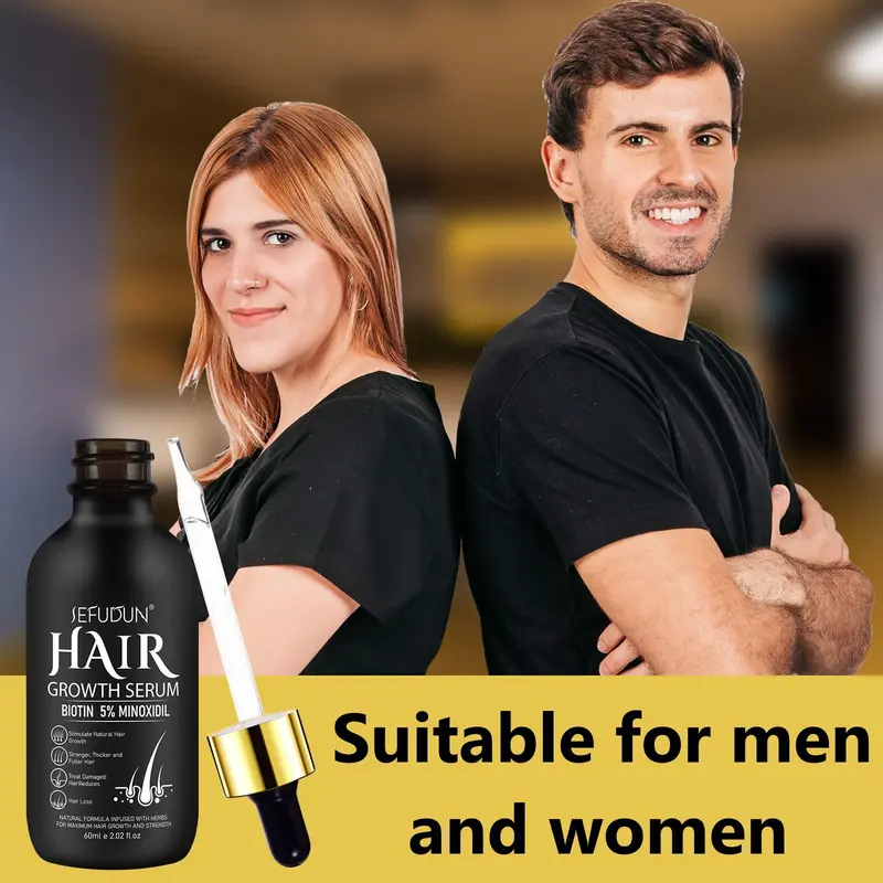 5% Minoxidil Hair Serum, Safe and Effective Hair Strengthening Serum with Biotin for Thinning Hair, Creat Fuller, Thicker Hair, Hair Care Product for Men & Women, Christmas Gift, Suitable for All Hair Types 3